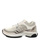 CHANEL Fabric Laminated Calfskin Stretch CC Womens Sneakers 37 White Gold Silver